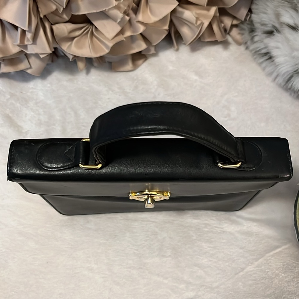 GIANII BERNINII Women’s Vintage Black Leather Clutch Bag Purse - Picture 3 of 11